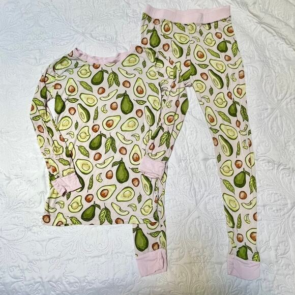 Little Sleepies Blush Pink Advocado PJ Set Size 7/8 - Picture 2 of 12